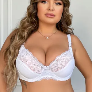 Women Plus Size Sexy Ultra-Thin 3/4 Cup Nylon Bra with Steel Ring and Rear Double-Row Buckle