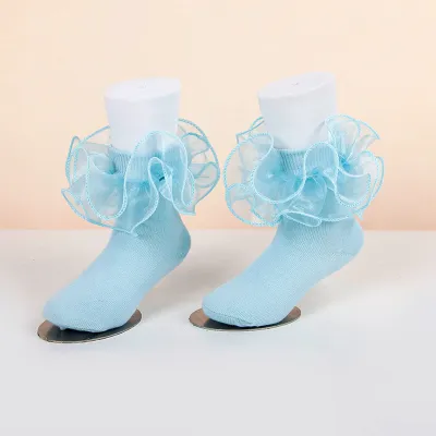 Kids Baby Girls Fashion Elegant Solid Color Thin Lace Combed Cotton Lace Socks