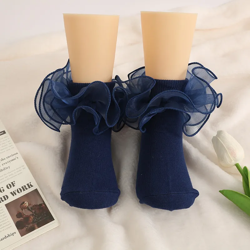 Kids Baby Girls Fashion Elegant Solid Color Thin Lace Combed Cotton Lace Socks