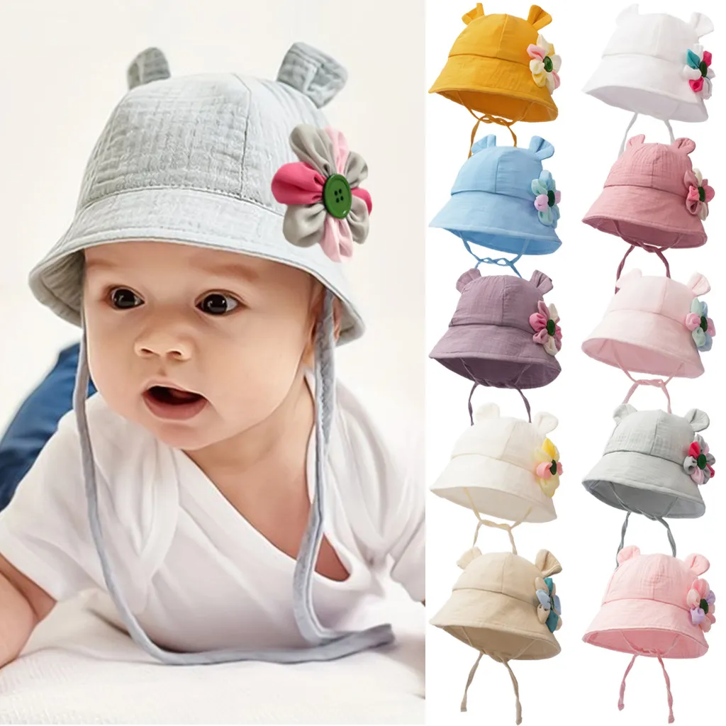 Kids Baby Boys and Girls Fashion Cute Breathable Floral Cotton Sun Dome Hat