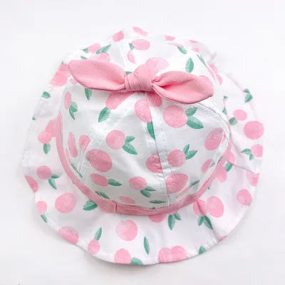 Kids Baby Boys and Girls Fashion Cute Printed Thin Breathable Sunscreen Sun Hat Dome Polyester