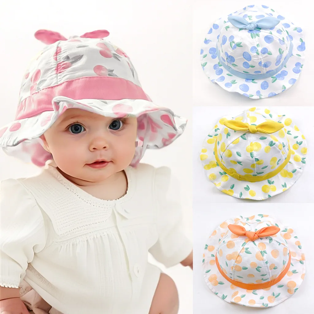 Kids Baby Boys and Girls Fashion Cute Printed Thin Breathable Sunscreen Sun Hat Dome Polyester