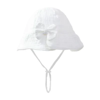 Kids Baby Girl Fashion Cute Solid Color Bowknot Adjustable Crepe Hat