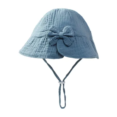 Kids Baby Girl Fashion Cute Solid Color Bowknot Adjustable Crepe Hat