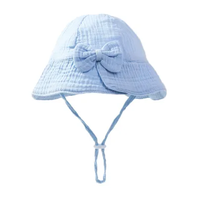 Kids Baby Girl Fashion Cute Solid Color Bowknot Adjustable Crepe Hat
