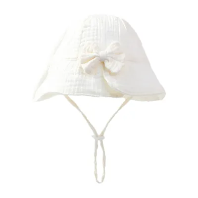 Kids Baby Girl Fashion Cute Solid Color Bowknot Adjustable Crepe Hat