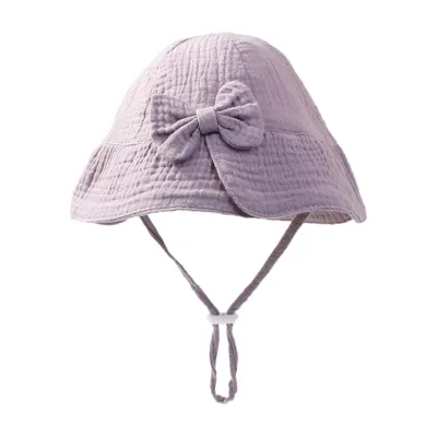 Kids Baby Girl Fashion Cute Solid Color Bowknot Adjustable Crepe Hat