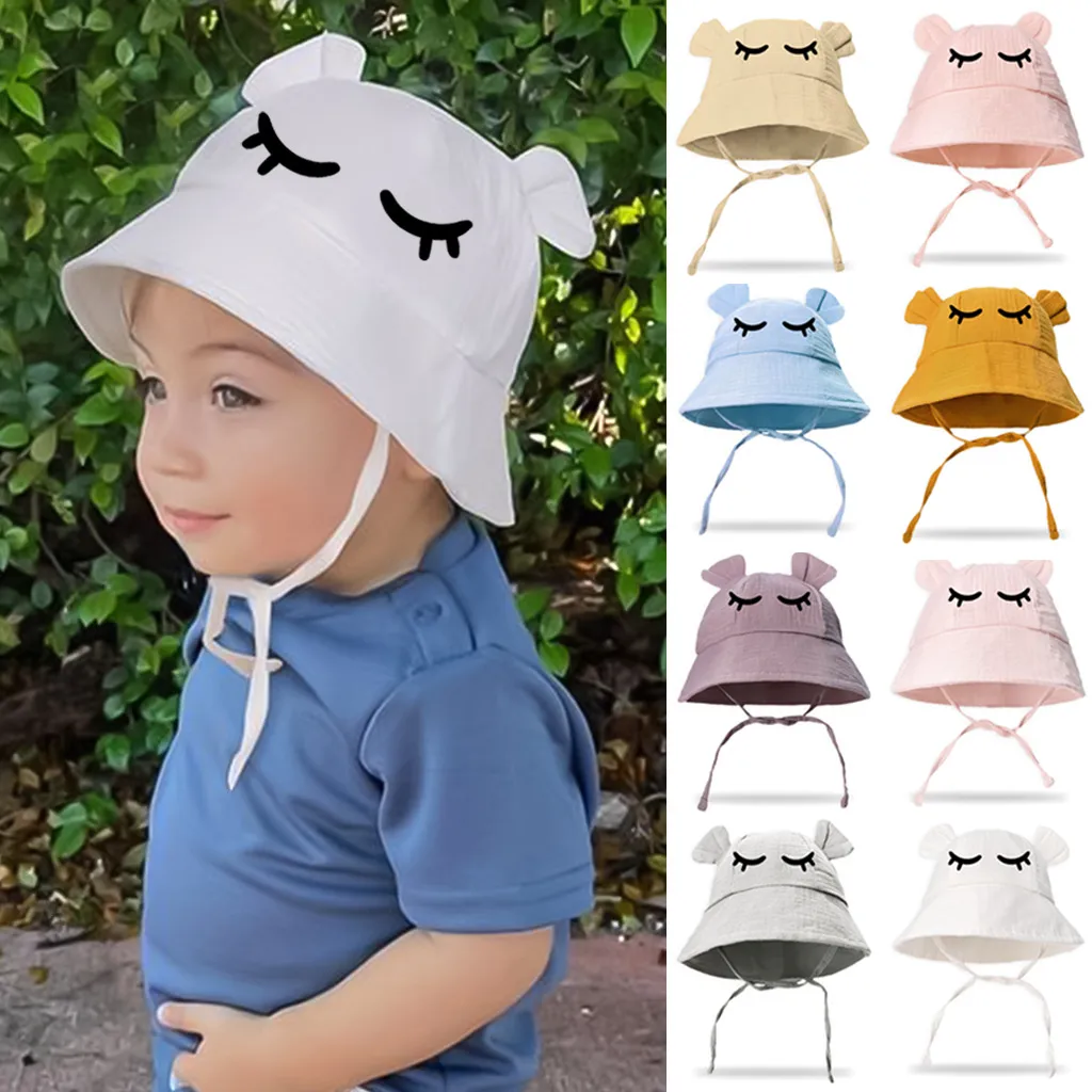 Kids Baby Boys Girls Fashion Cute Solid Color Breathable Cotton Dome Sun Hat