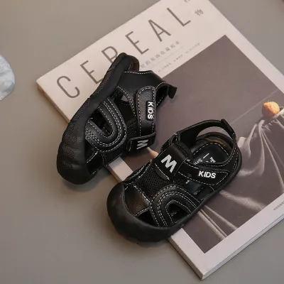 Kids Baby Boys Fashion Solid Color Non-Slip Soft Bottom PU Sandals