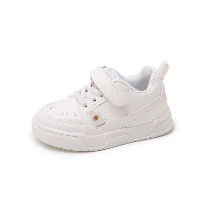Kids Boys Girls Casual Soft-Soled Non-Slip Leather Velcro Sneakers