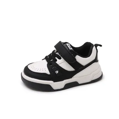 Kids Boys Girls Casual Soft-Soled Non-Slip Leather Velcro Sneakers