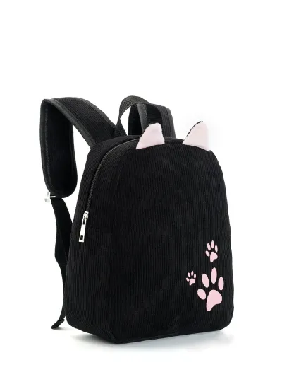 Kids Boy Girl Corduroy Cute Dog Paw Print Backpack