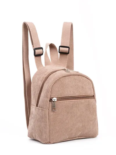 Kids Girls Fashion Cute Corduroy Mini Backpack Solid Color Polyester 19x11x18cm