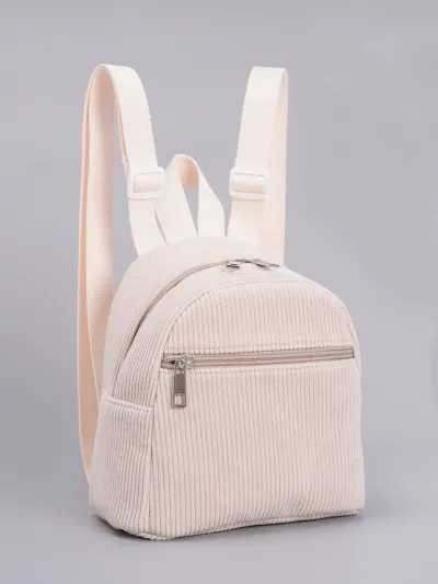 Kids Girls Fashion Cute Corduroy Mini Backpack Solid Color Polyester 19x11x18cm