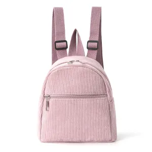 Kids Girls Fashion Cute Corduroy Mini Backpack Solid Color Polyester 19x11x18cm