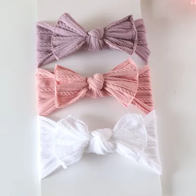 Kids Baby Plaid Bowknot Hair Band Three-Piece Set Breathable Cloth Hair Accessories