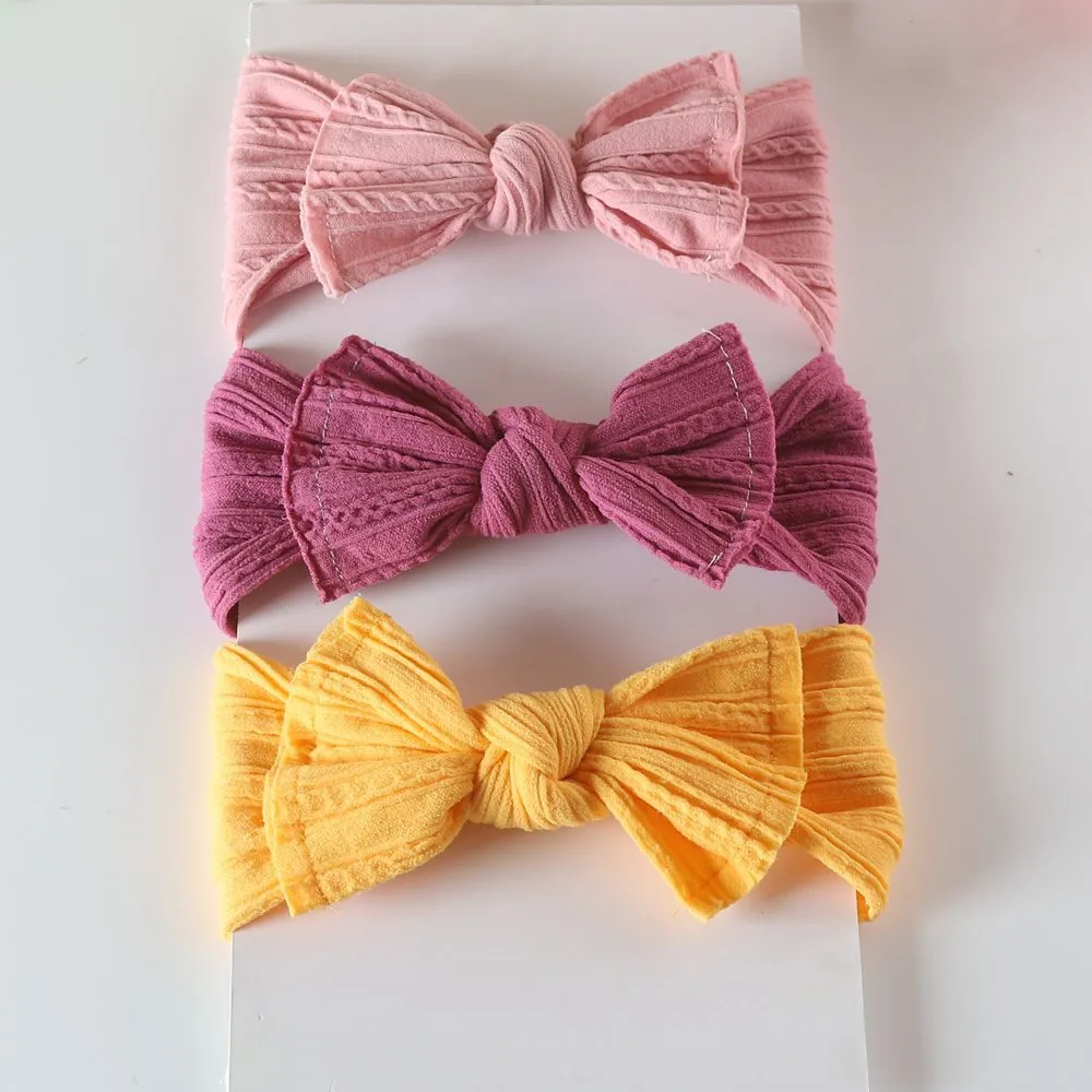 Kids Baby Plaid Bowknot Hair Band Three-Piece Set Breathable Cloth Hair Accessories