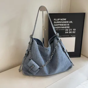 Women Fashion Casual Large Capacity Denim Shoulder Bag