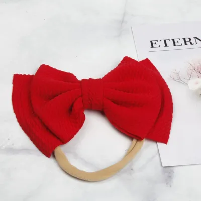Kids Baby Girls Fashion Solid Color Double Bowknot Hairband - Cloth