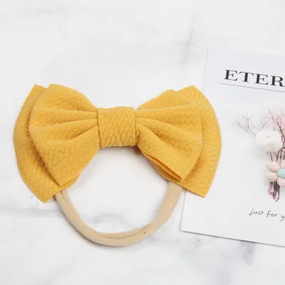Kids Baby Girls Fashion Solid Color Double Bowknot Hairband - Cloth