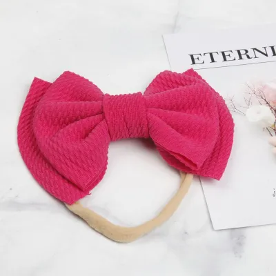Kids Baby Girls Fashion Solid Color Double Bowknot Hairband - Cloth