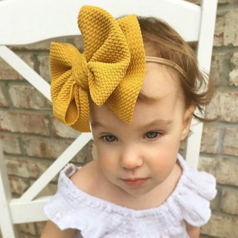 Kids Baby Girls Fashion Solid Color Double Bowknot Hairband - Cloth