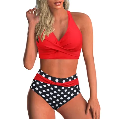 Women Fashion Sexy Printed High Waist Bikini Swimsuit