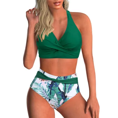 Women Fashion Sexy Printed High Waist Bikini Swimsuit