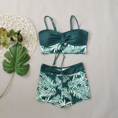Women Fashion Sexy Printed Lace-Up Swimsuit