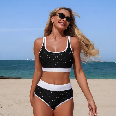 Women Fashion Sexy Color Block Bikini Swimsuit