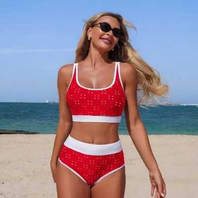 Women Fashion Sexy Color Block Bikini Swimsuit