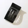 Square Flat Hairpin-Shiny Black