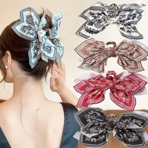 Women Fashion Double-Sided Cashew Flower Bowknot Love Grab Hair Clip