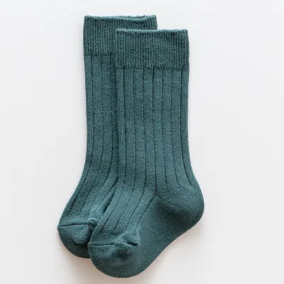 Kids Baby Fashion Simple Autumn Winter Solid Color Double Needle Pit Strip Mid-Tube Long Socks