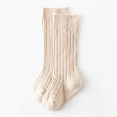 Kids Baby Fashion Simple Autumn Winter Solid Color Double Needle Pit Strip Mid-Tube Long Socks