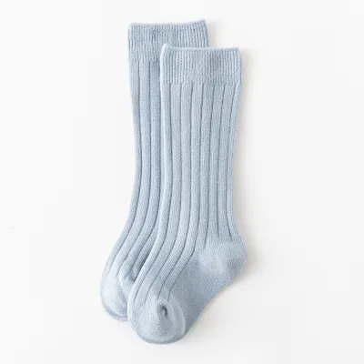 Kids Baby Fashion Simple Autumn Winter Solid Color Double Needle Pit Strip Mid-Tube Long Socks