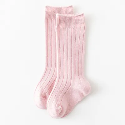 Kids Baby Fashion Simple Autumn Winter Solid Color Double Needle Pit Strip Mid-Tube Long Socks