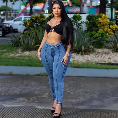 Women Plus Size Street Fashion Stretch Skinny Jeans
