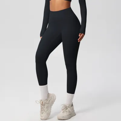 Women's Casual Solid Color Double-Sided Sanding Breathable Tight Sports Leggings