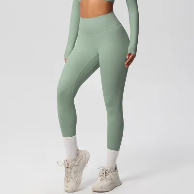 Women's Casual Solid Color Double-Sided Sanding Breathable Tight Sports Leggings
