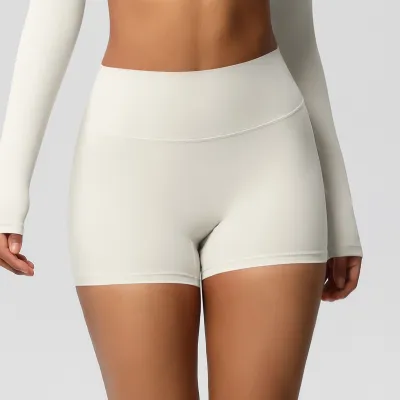Women's Casual Solid Color Double-Sided Sanding Breathable Tight Sports Shorts