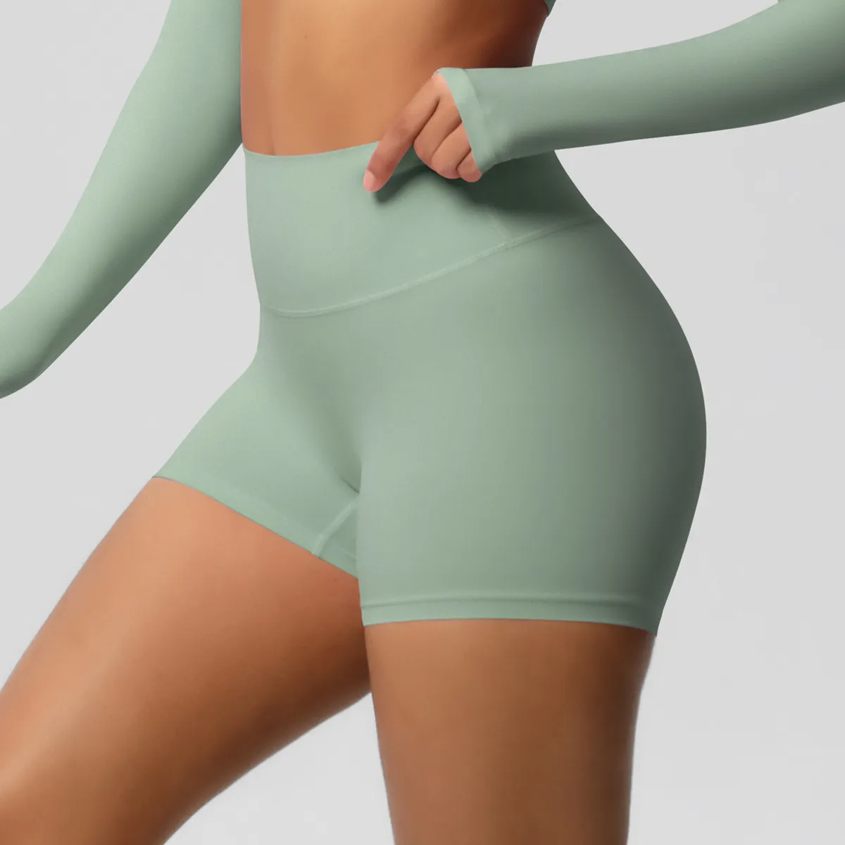 Women's Casual Solid Color Double-Sided Sanding Breathable Tight Sports Shorts