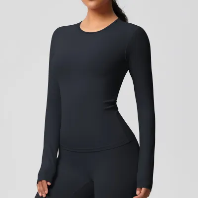 Women's Breathable Kam Ammonia Fabric Long-Sleeve Tight Sports T-Shirt