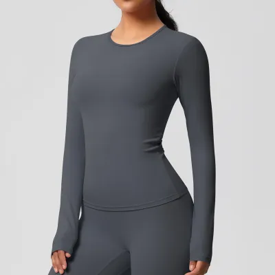 Women's Breathable Kam Ammonia Fabric Long-Sleeve Tight Sports T-Shirt