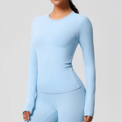 Women's Breathable Kam Ammonia Fabric Long-Sleeve Tight Sports T-Shirt
