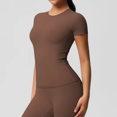 Women's Casual Breathable Tight Sports T-Shirt in Solid Color