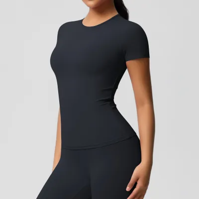 Women's Casual Breathable Tight Sports T-Shirt in Solid Color