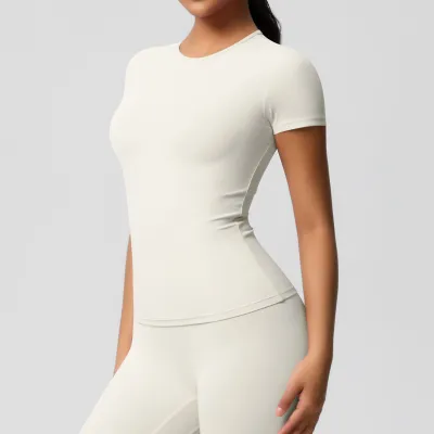 Women's Casual Breathable Tight Sports T-Shirt in Solid Color