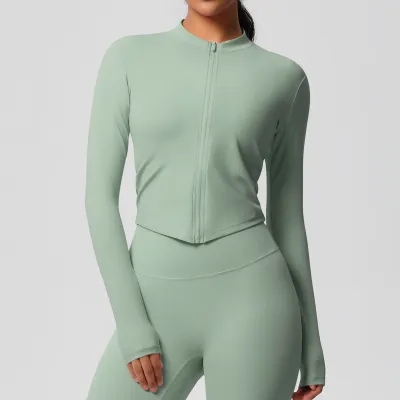 Women's Breathable Zipper Sports Coat - Casual Long-Sleeve Tight Fit