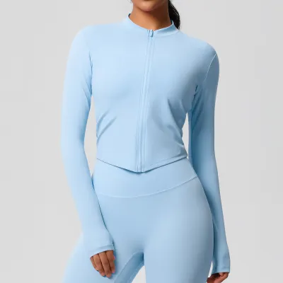 Women's Breathable Zipper Sports Coat - Casual Long-Sleeve Tight Fit